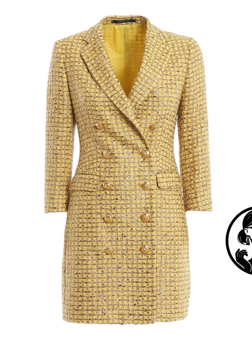 Tagliatore Gorsuch Yellow Tweed Double-Breasted Blazer Jacket see measurements - Picture 2 of 11